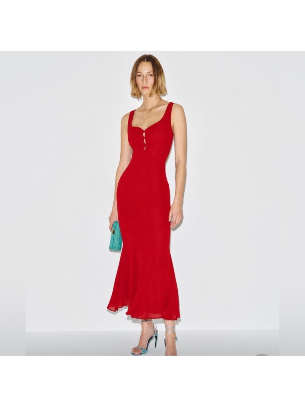 NWT Reformation Laine Red Button-Front Midi Dress
